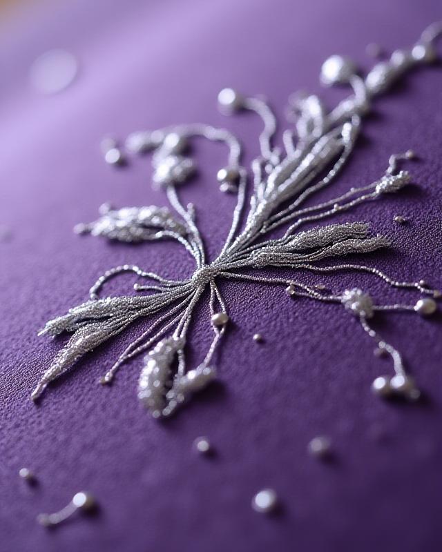 刺繍のアップ画像。糸の光沢が見える